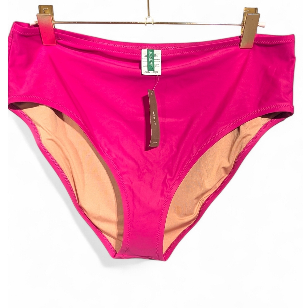 👙 NWT J.Crew Hallie High-Rise Bikini Bottom XXL Radiant Fuchsia 💖